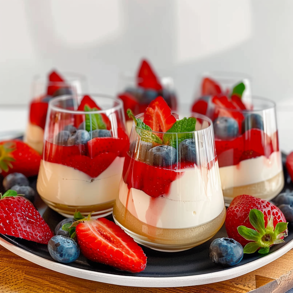 Recipe preparation for Sparkling Strawberry Panna Cotta