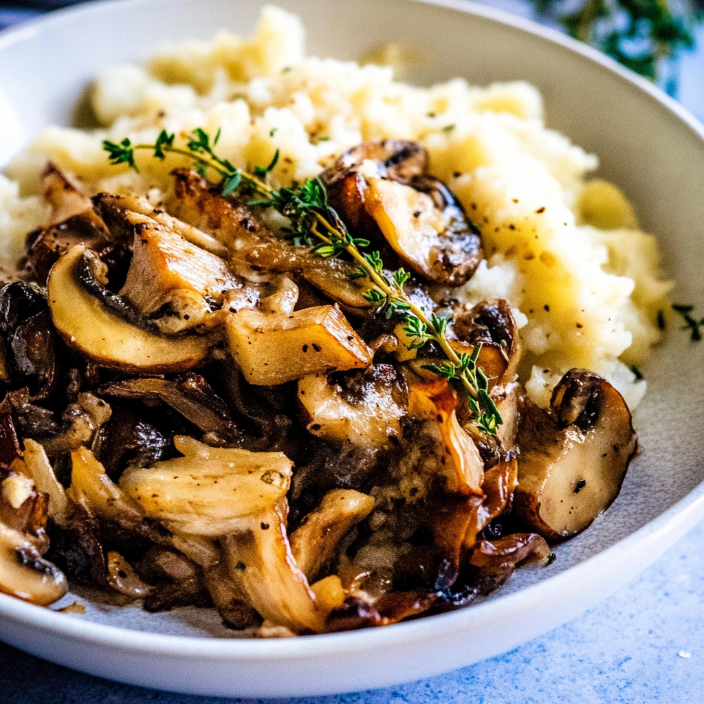 Recipe preparation for Creamy Millet with Mushrooms and Thyme