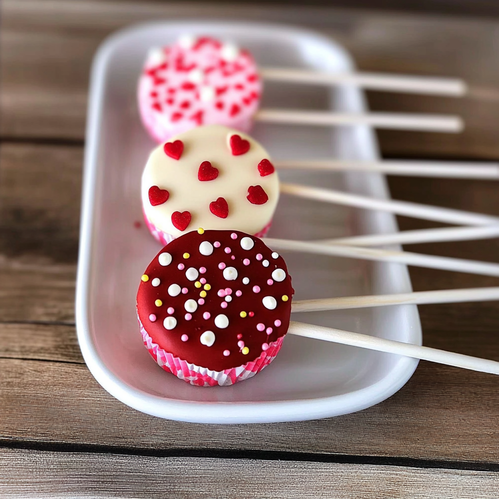 Recipe preparation for Valentine’s Day Oreo Pops