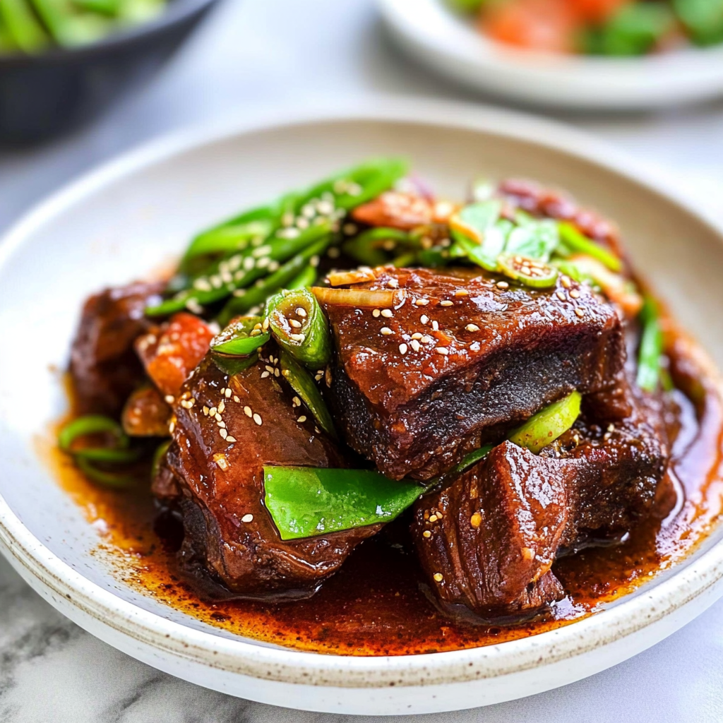 Recipe preparation for Spicy Korean Beef Short Ribs