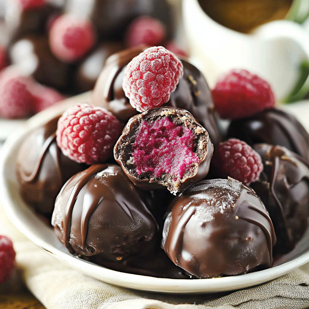 Recipe preparation for Raspberry Cheesecake Truffles