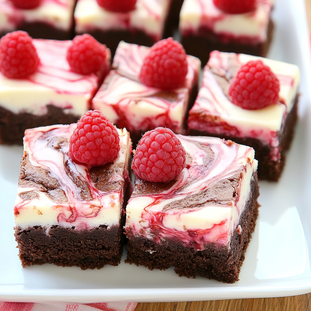Recipe preparation for Brownies With Raspberry Swirl & Cheesecake
