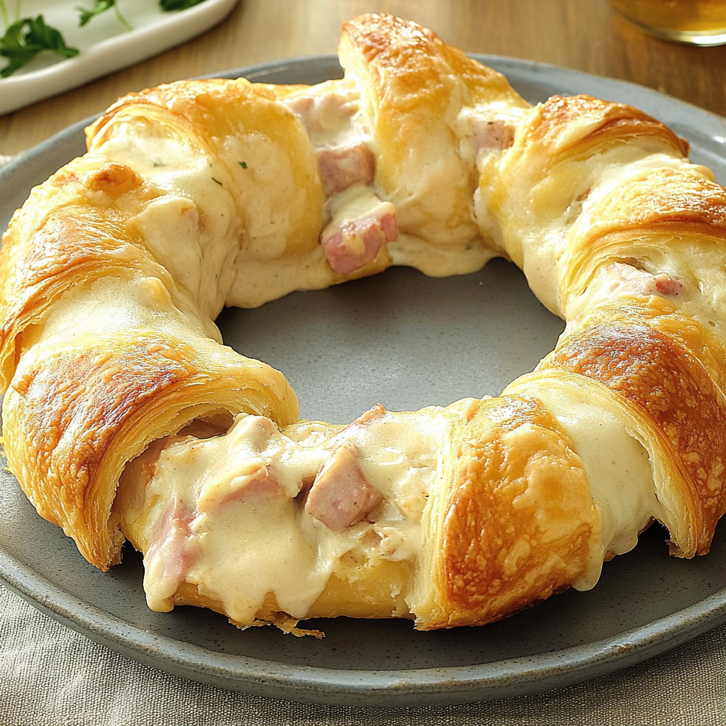 Recipe preparation for Chicken Cordon Bleu Crescent Ring