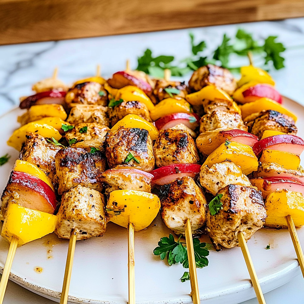 Recipe preparation for Grilled Chicken and Mango Skewers