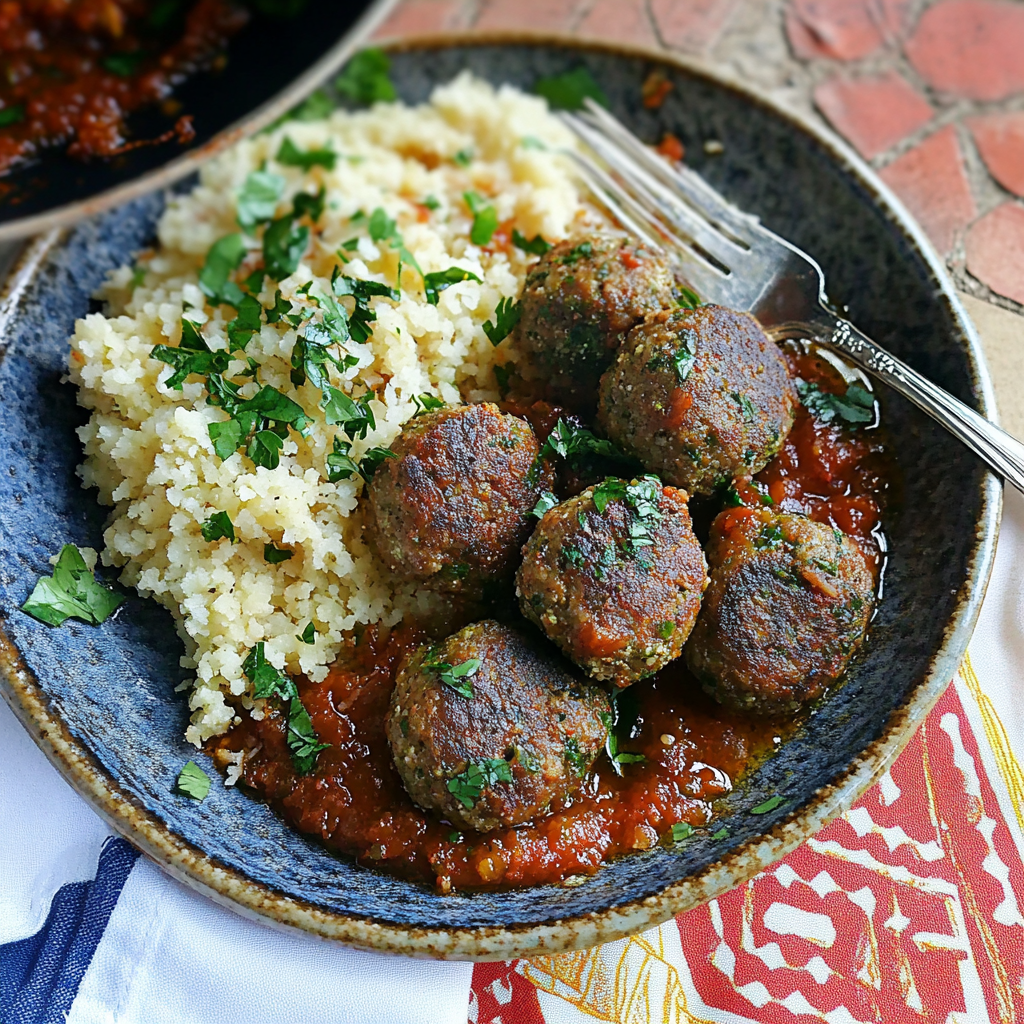 Recipe preparation for Baked Harissa Lamb Meatballs
