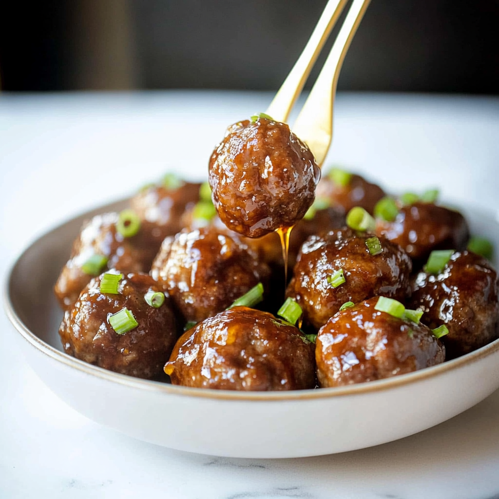 Recipe preparation for Sticky BBQ Honey Garlic Meatballs