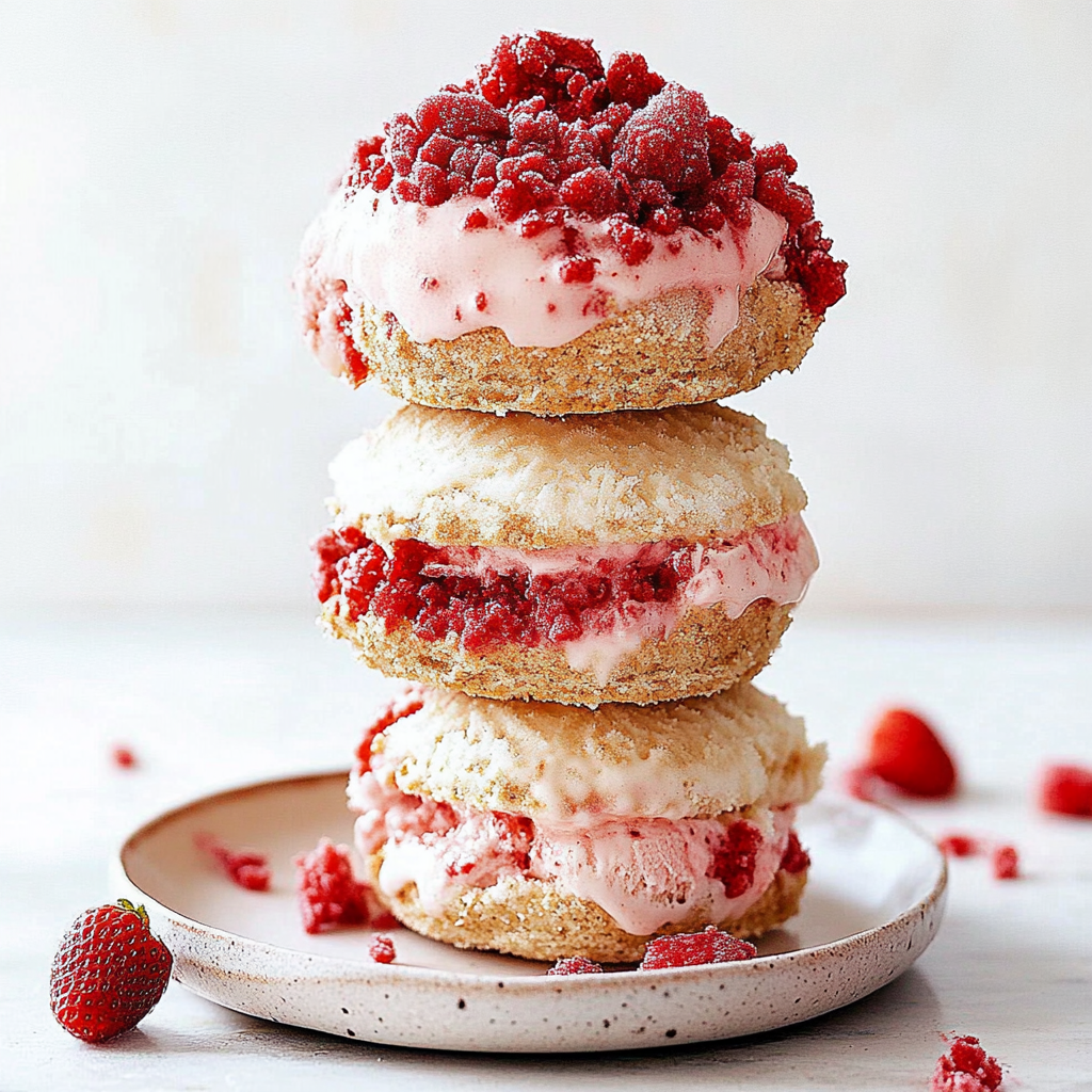 Recipe preparation for Strawberry Shortcake Ice Cream Sandwiches
