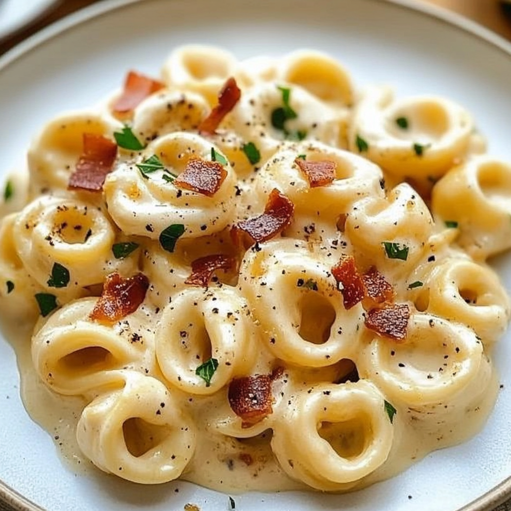 Recipe preparation for Tortellini Carbonara