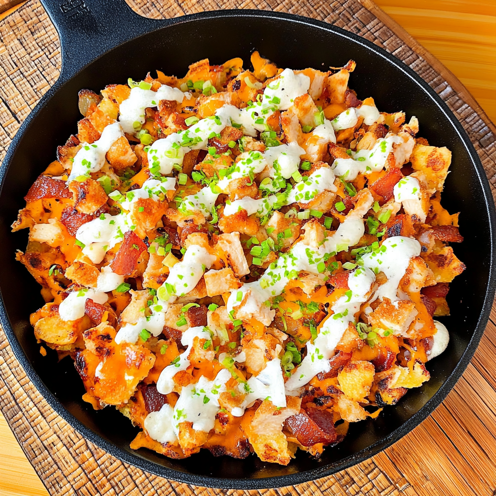 Recipe preparation for BBQ Chicken Waffle Fries
