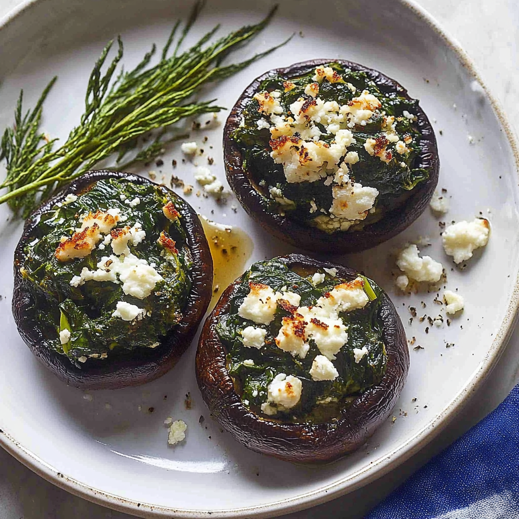 Recipe preparation for Spinach and Feta Stuffed Mushrooms