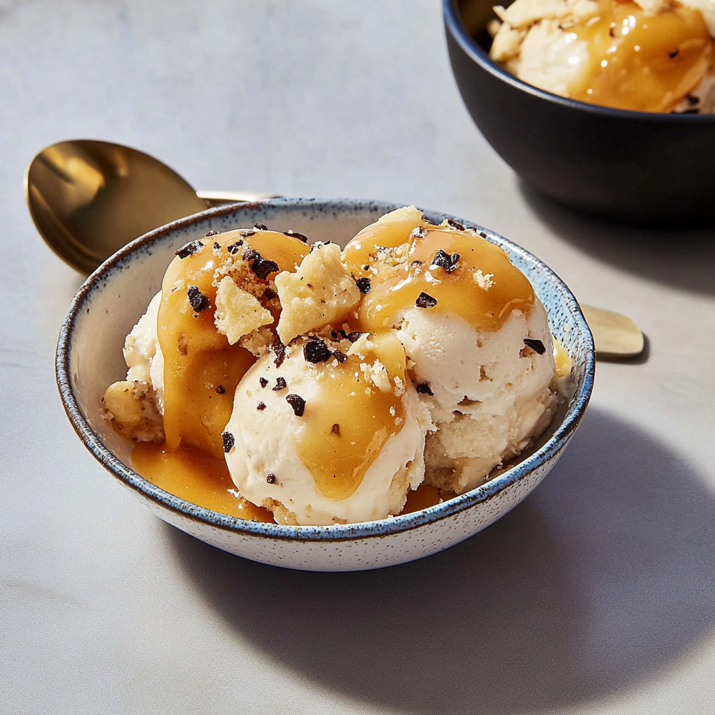 Recipe preparation for Fortune Cookie Magic Shell Sundae