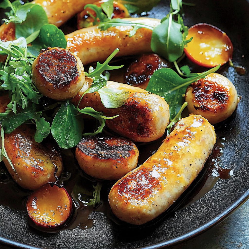 Recipe preparation for Pan-Seared Sausage With Lady Apples