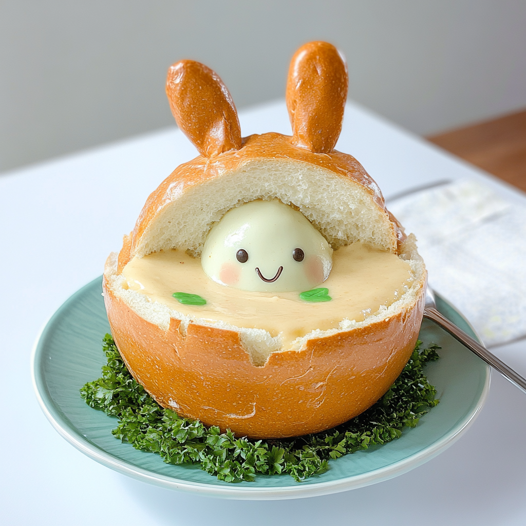 Recipe preparation for Easter Bunny Bread Bowl