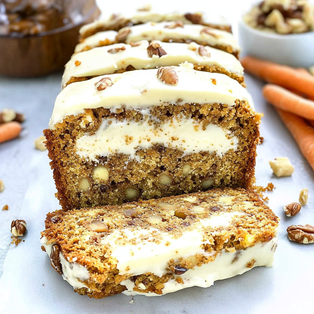 Recipe preparation for Carrot Cake Loaf with Cream Cheese Filling