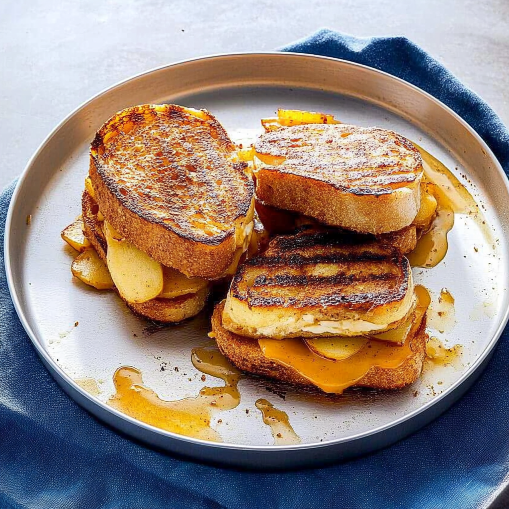 Recipe preparation for Sheet Pan Grilled Chees with Apple and Dijon