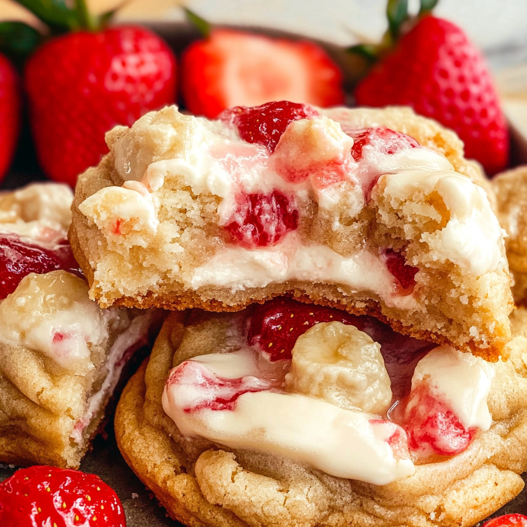 Recipe preparation for Strawberry Cheesecake Cookies