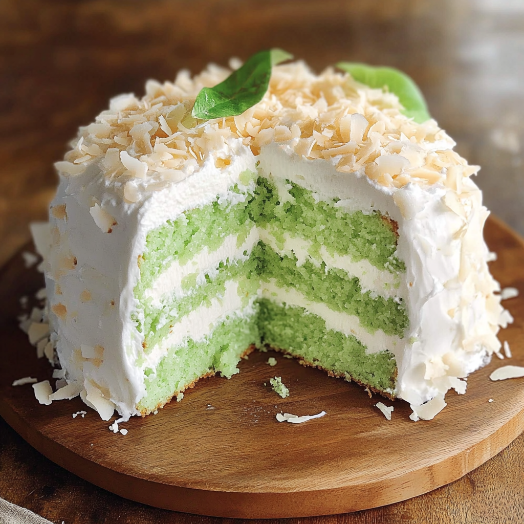Recipe preparation for Pandan Coconut Cake