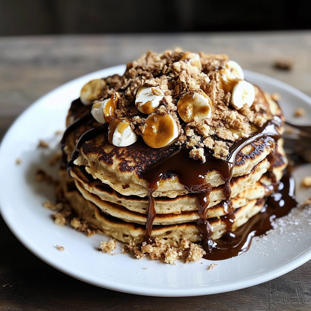 Recipe preparation for S'mores Pancakes