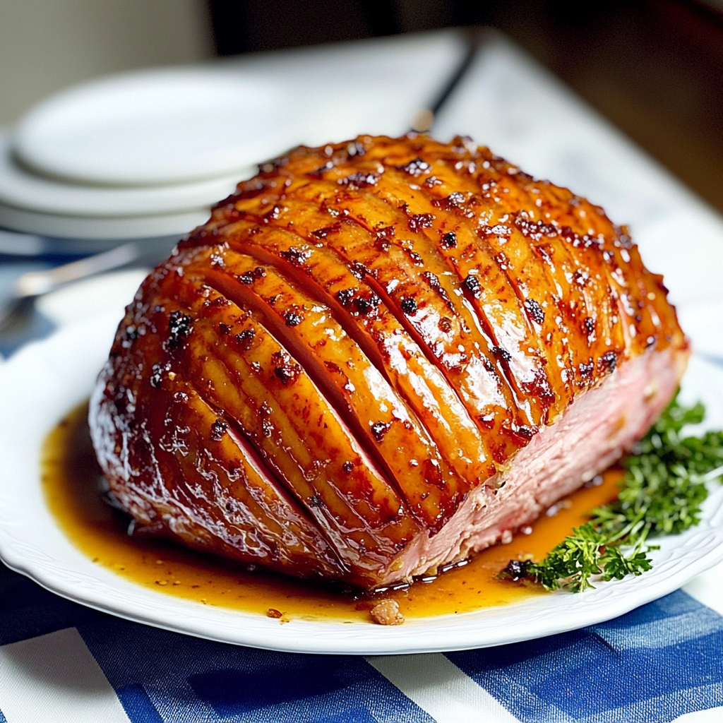 Recipe preparation for Classic Baked Ham with Maple-Mustard Glaze