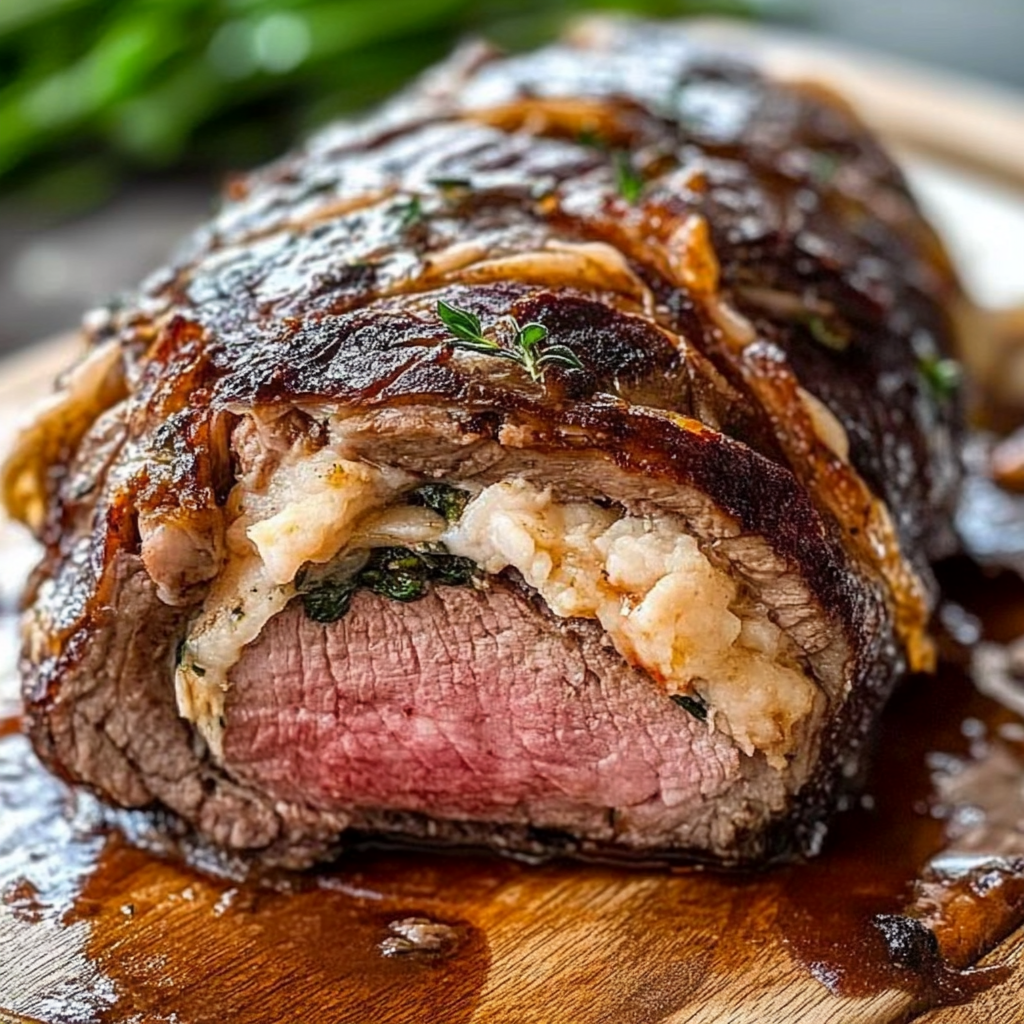 Recipe preparation for Herb-Stuffed Flank Steak