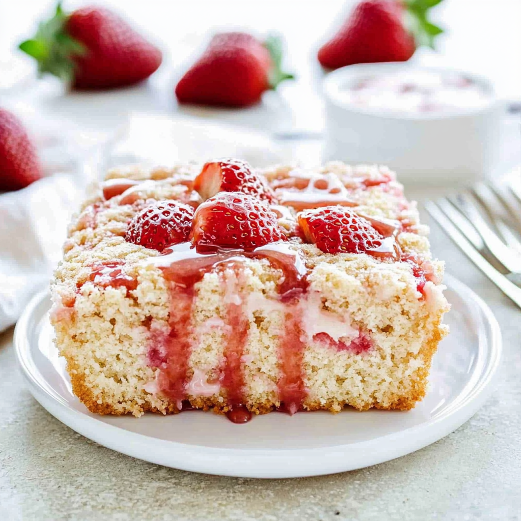Recipe preparation for Strawberry-Rhubarb Breakfast Cake