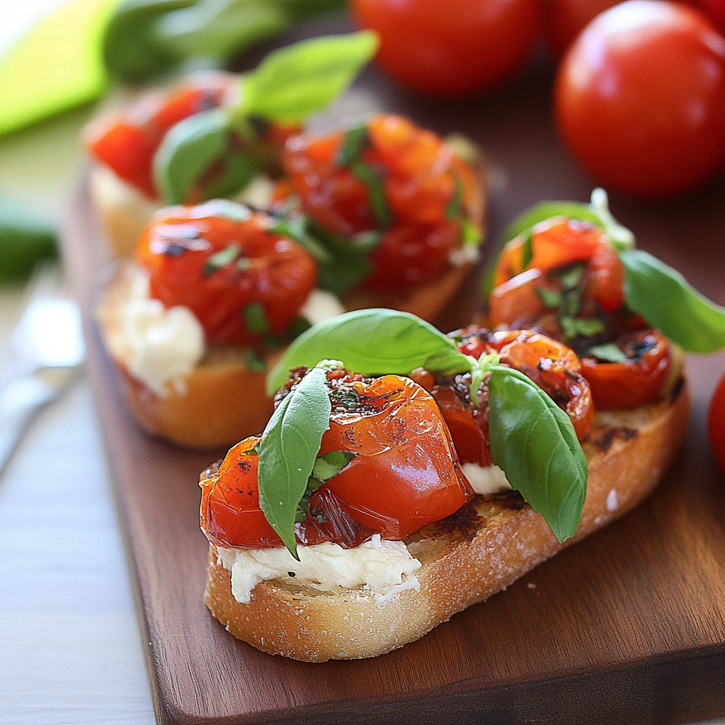 Recipe preparation for Sweet Cherry Tomato and Beet Crostini