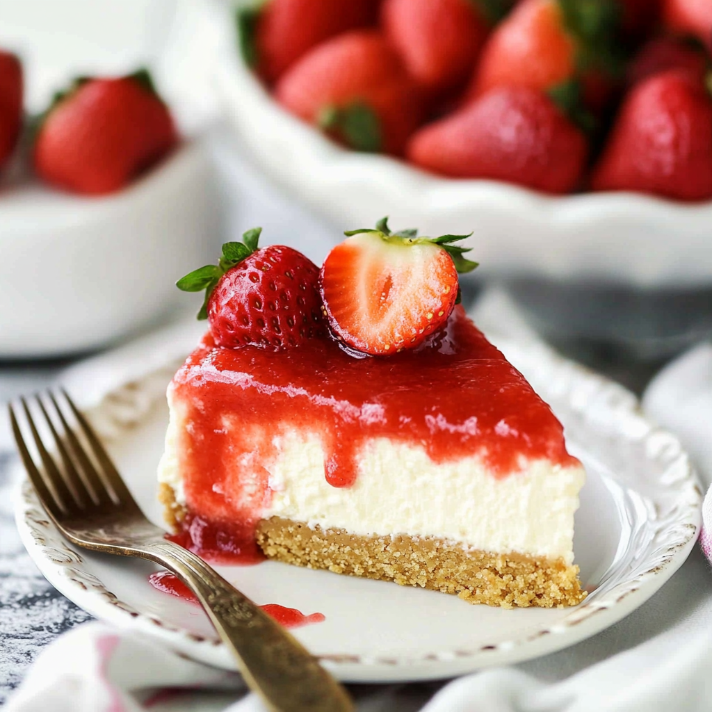 Recipe preparation for Strawberry Cheesecake With Graham Cracker Crust