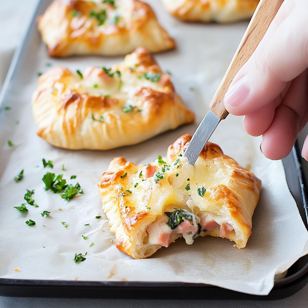 Recipe preparation for Ham & Cheese Spinach Puffs