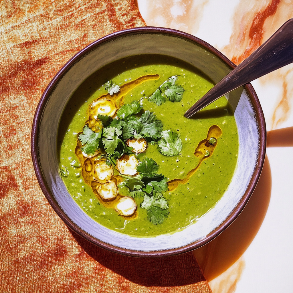 Recipe preparation for Curried Parsnip and Spinach Soup