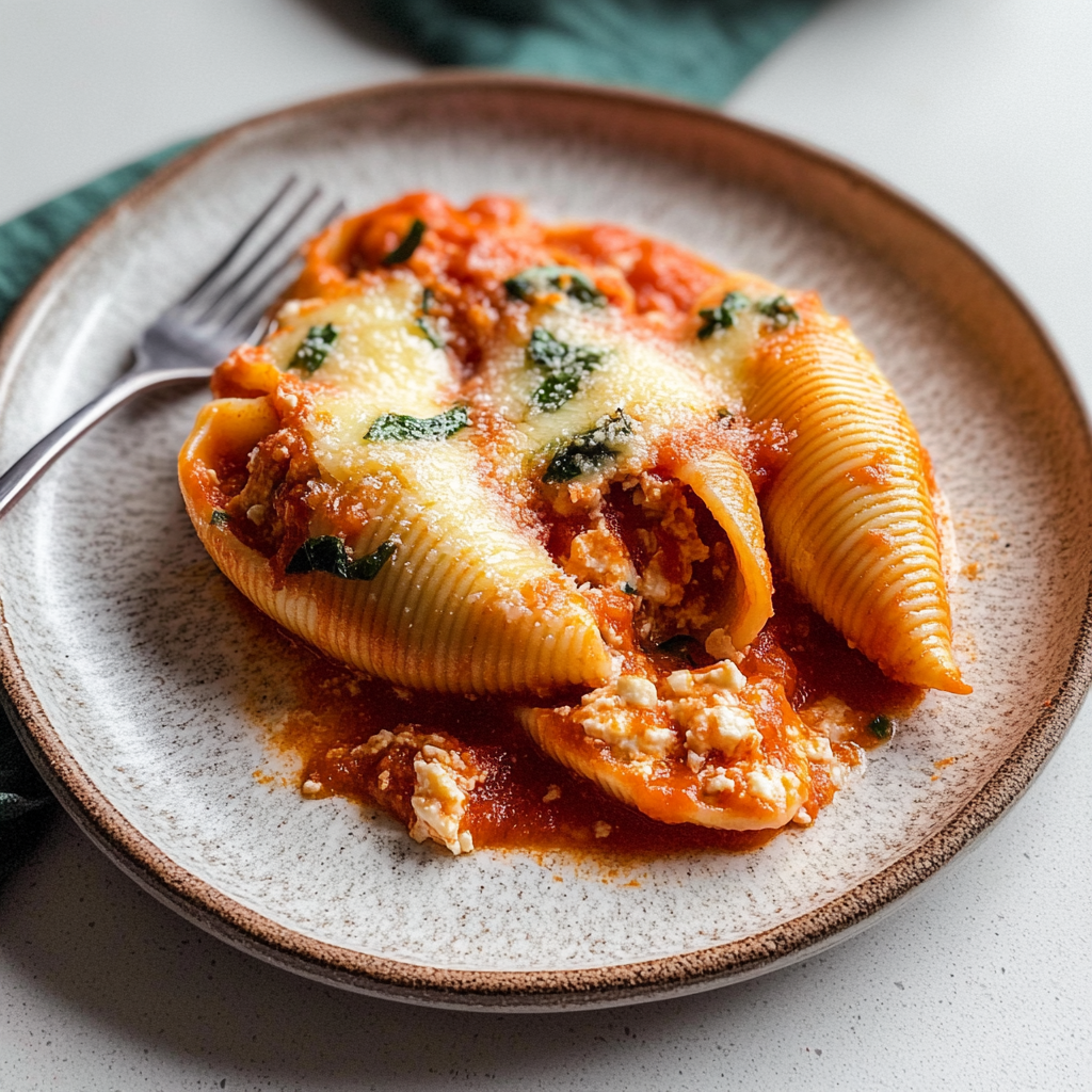 Recipe preparation for Roasted Red Pepper Cottage Cheese Stuffed Shells