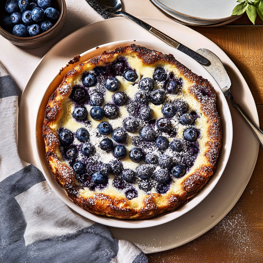 Recipe preparation for Lemon Blueberry Dutch Baby
