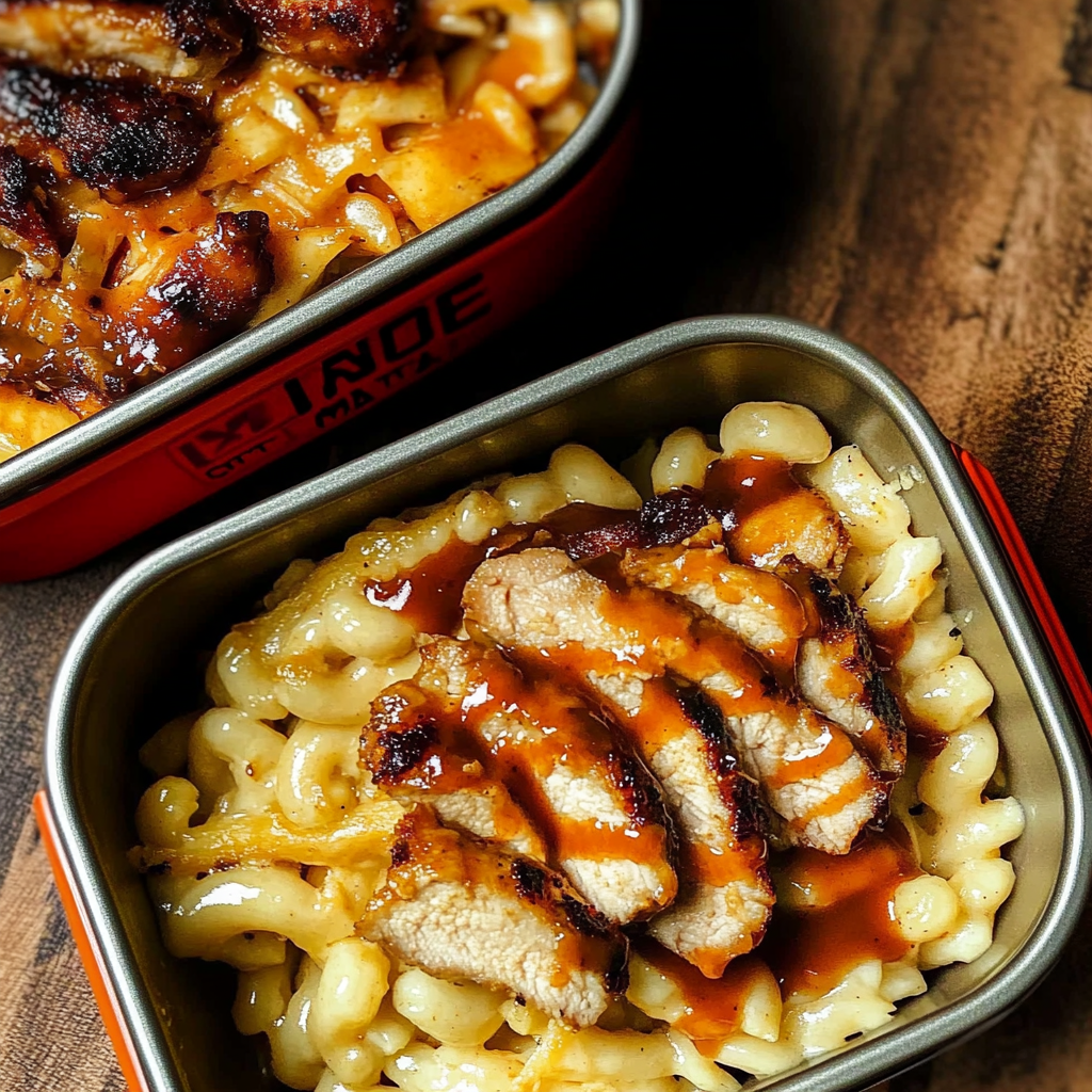 Recipe preparation for Honey BBQ Chicken Mac and Cheese