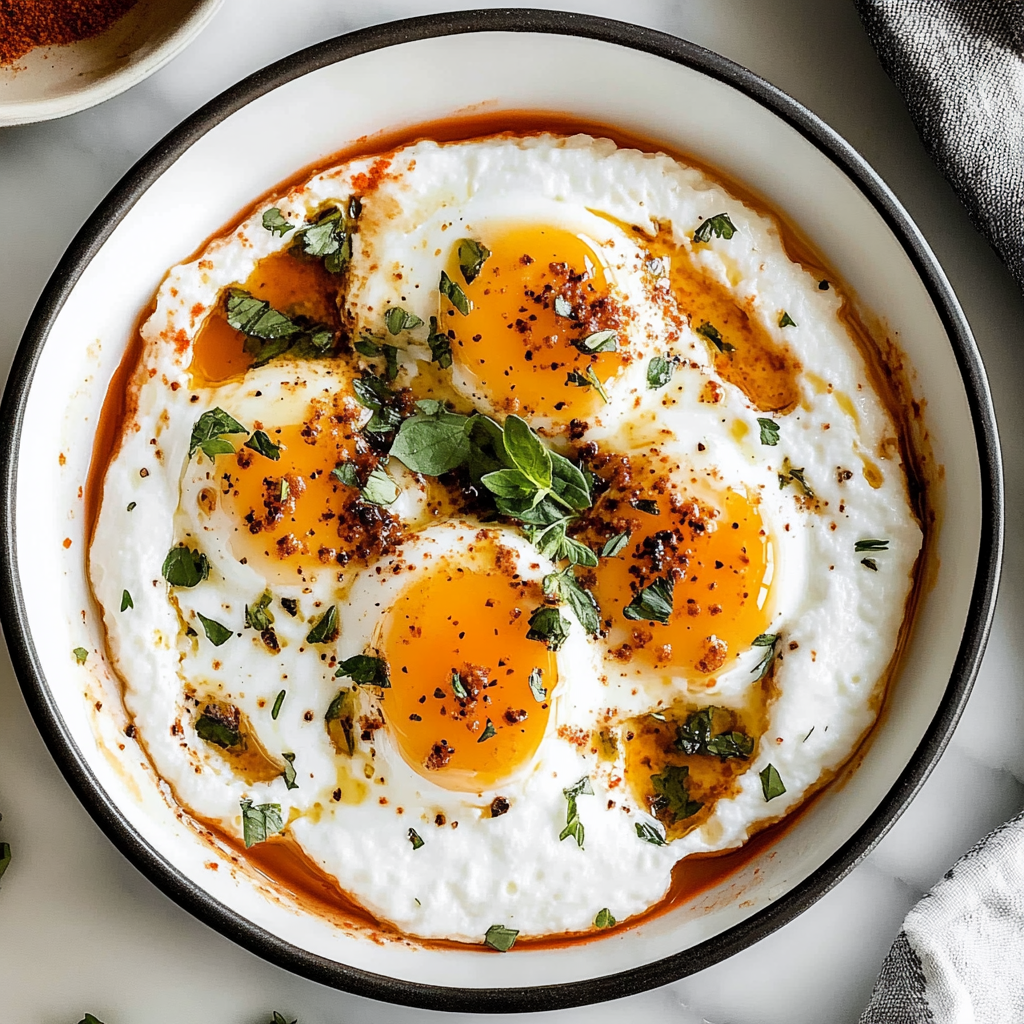 Recipe preparation for Spicy Turkish Eggs Bowl