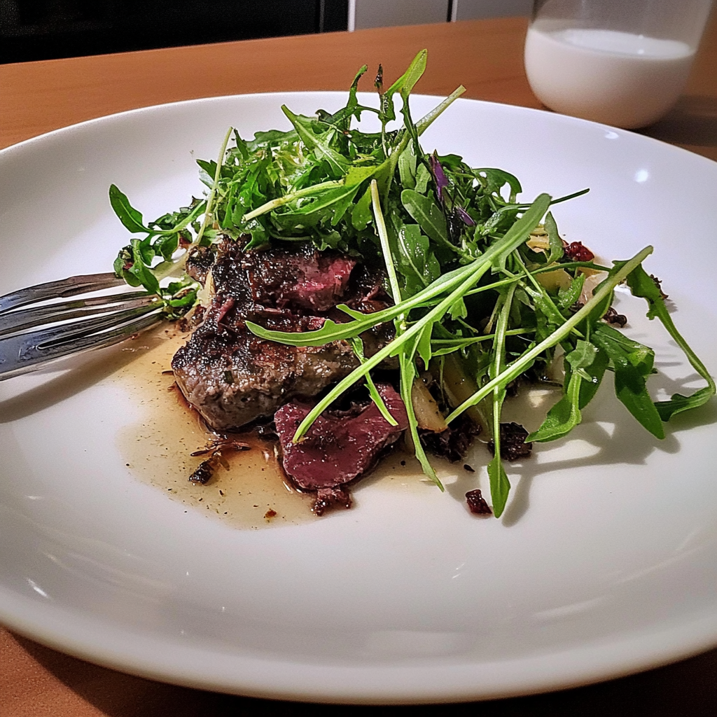 Recipe preparation for Grilled Steak with Braised Red Cabbage